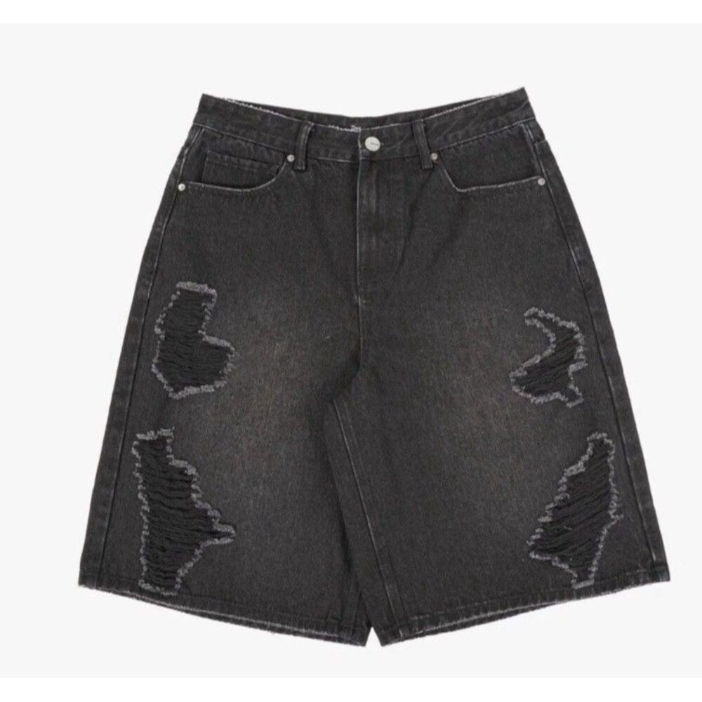 NWT EPTM Black Bandit Distressed Denim Jorts Shorts Men's 34 L